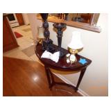 hall table and candle sticks 