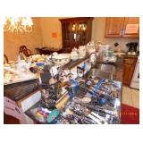 kitchen utensils and desert rose dishes 