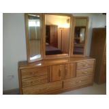 dresser with trifold mirror 