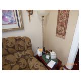 floor lamp and tapestry 