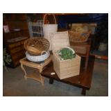 wicker baskets and end tables 