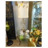 glass end table and lamp 