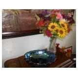 carnival glass and flowers 