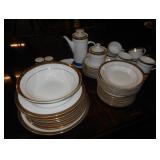 gold and white dish set 