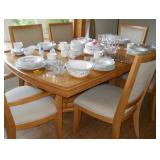 dining room table and china 