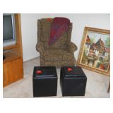 arm chair and ottomans 
