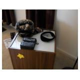 fur hat and purse 