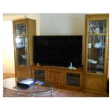 entertainment center and 4k flat screen tv 