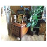 end table and oriental artwork 