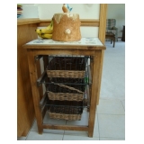 wood stand with baskets 