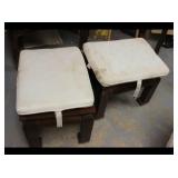 Asian Style Table And Two Ottomans   