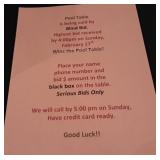 Pool Table to be Bid on