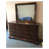 Hardwood Bedroom Dresser & Mirror