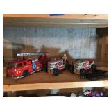Metal Wind Up Tractors & Fire Engine