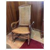 Antique Hardwood Cane Rocker