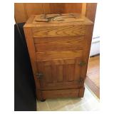 Antique Oak Ice Box & Tongs