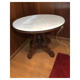 Marble Top Hardwood Accent Table