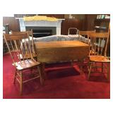 Oak Drop Leaf Table & Four Chairs