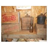 Vintage Wood Boxes & Gas Cans