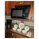 Kenmore Microwave, Coffee Maker, & Dishes