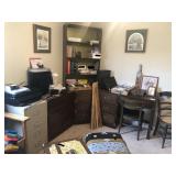 corner desk, printer