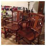 2 walnut arm chairs