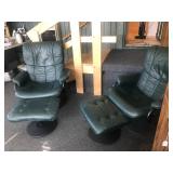 dark green recliners, swivel rockers with ottomen