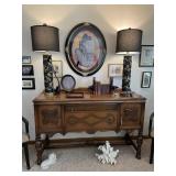 Lamps - antique wall paper print rolls, buffet