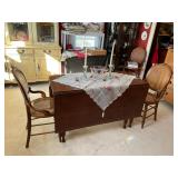 drop leaf table and caned chairs (5)