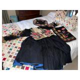 Peruvian native costume & windowpane quilt