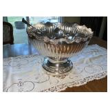 Silver Plate punch bowl, cups & ladle