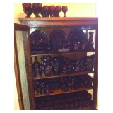 vintage avon red glass and glass front cabinets 