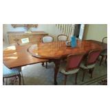 HANDCARVED, HERRINGBONE DINING TABLE W/ EXTENSIONS EARLY 1900