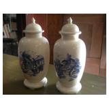 Ceramic White Blue Jars