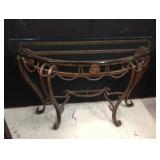 Metal Glass Top Console Table