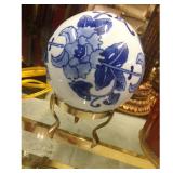 Blue White Sphere on Stand