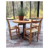 Butcher block top cast iron base