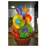 OUTSTANDING HAND BLOWN ART GLASS BOUQUET OF POTTED FLOWERS