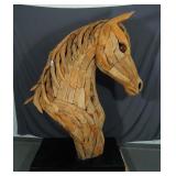 SPECTACULAR MONUMENTAL HAND CARVED CUSTOM MADE TEAK BUST OF HORSE