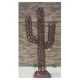 SPECTACULAR LARGE CUSTOM MADE CAST IRON & IRON HORSE SHOE CACTUS SCULPTURE 100"H