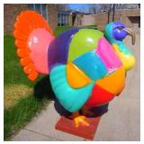 VERY LARGE HAND PAINTED FIBERGLAS SCULPTURE OF TURKEY