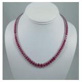 OUTSTANDING LADIES PLATINUM, BURMESE RUBY & DIAMOND ETERNITY NECKLACE