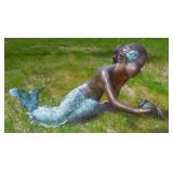 ADORABLE BRONZE SCULPTURE/FOUNTAIN OF LYING MERMAID