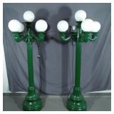 TWO LARGE CAST ALUMINUM OUTDOOR LAMP POSTS