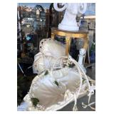 Rams Head, Z Gallery, vintage bridal basket, crochet pillow 