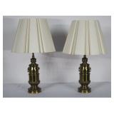 pair of brass lamps