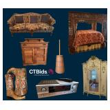 Pebble Creek Patio Online Estate Auction - Collectible Butter Churns, Antique Chinese Marriage Bed, 