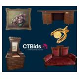 Forest Estates Online Estate Auction - 14K Diamond Stud Spur, Sterling, MCM Desk, Antiques, Art, & M