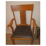VINTAGE SIDE CHAIR/LEATHER SEAT