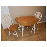 OAK DROP LEAF KITCHEN TABLE & 3 CHAIRS